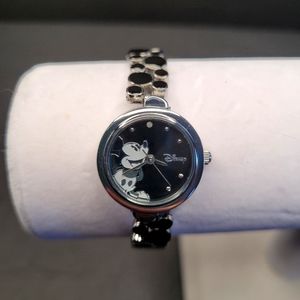Disney Mickey Mouse Watch. Watch Band Of Black Stone mickey heads. Brand New